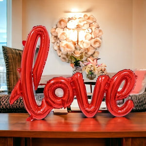 Valentines Day Blowup Love Foil Balloon Decoration Love Banner With Plastic Inflating Tube | Love Letter Text Balloon