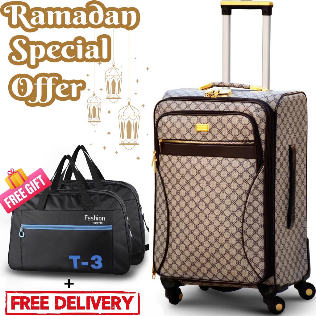 32" VL PU Leather Soft Material Big Size 4 Wheel Luggage Bag | Get T-3 Cabin Bag Combo Gift | 36-40 Kg Capacity