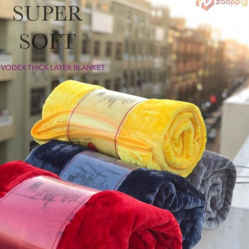 Super Soft Al Donna Vodex Thick Layer Flannel Bed Blanket | Plain Double Blanket 2.2 Kg