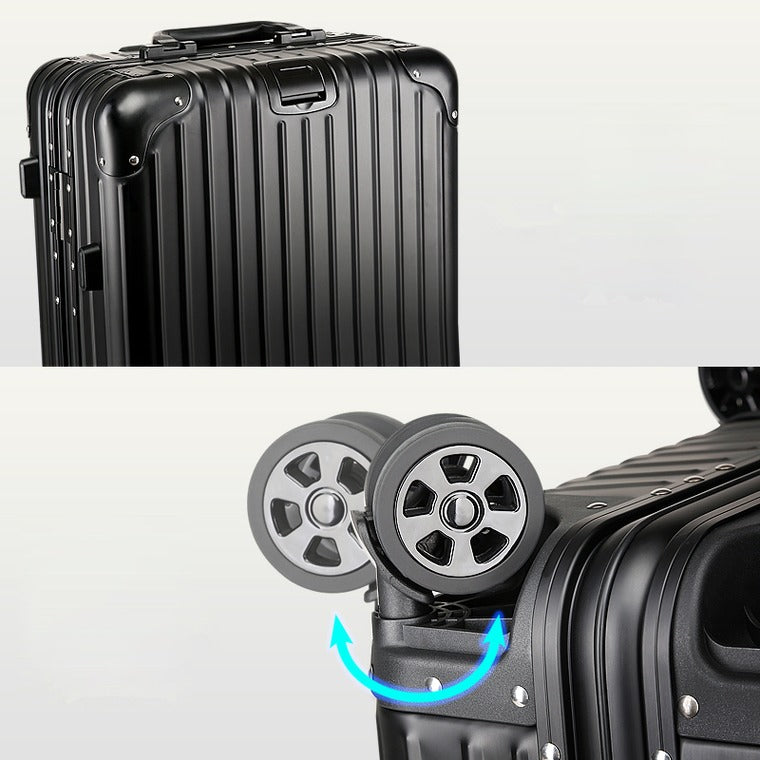 28" Black Colour Aluminium Framed Hard Shell Without Zipper Spinner Wheel TSA Luggage