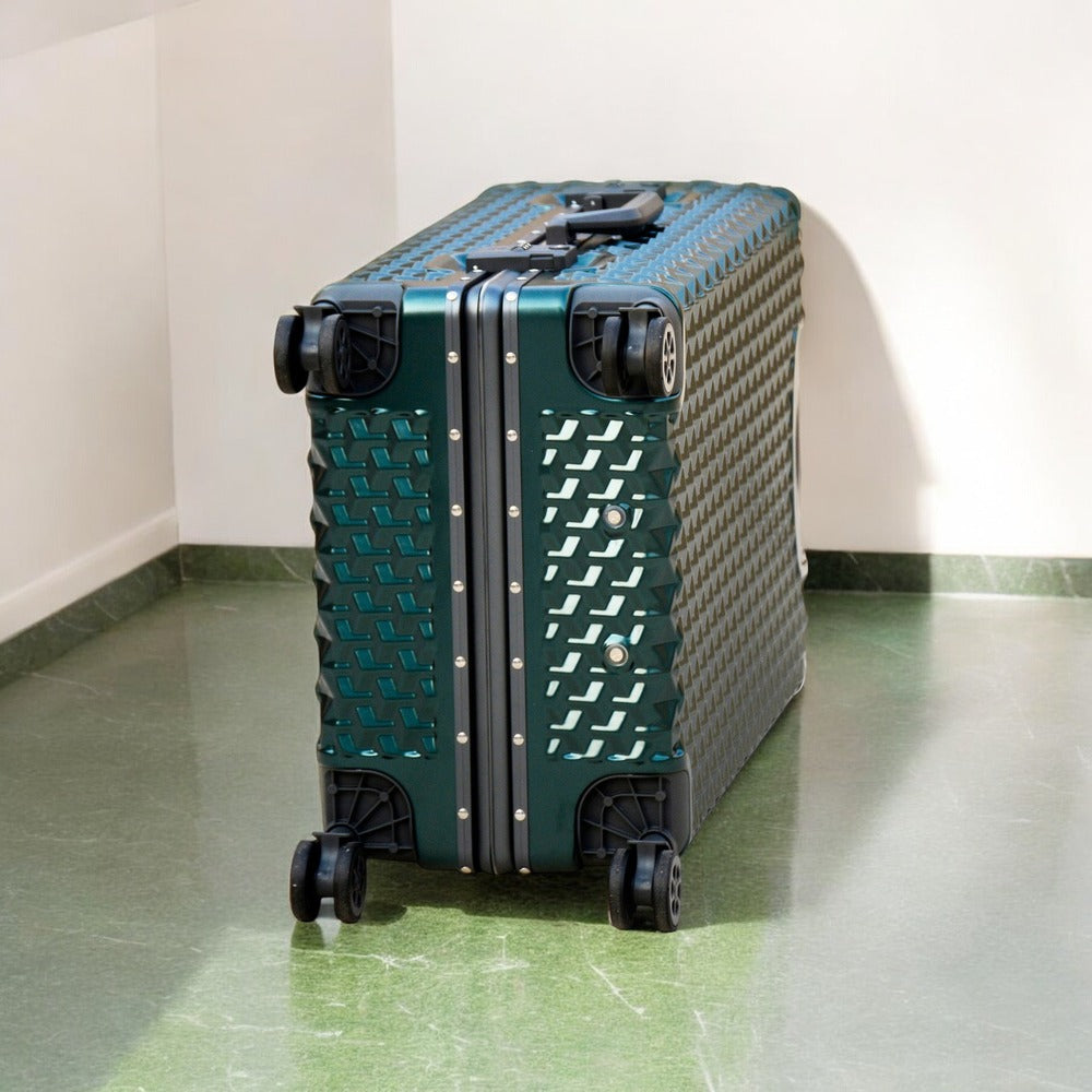 3 Piece Set 20" 24" 28 Inches Green Aluminium Framed 3D Diamond Hard Shell Without Zipper TSA Luggage