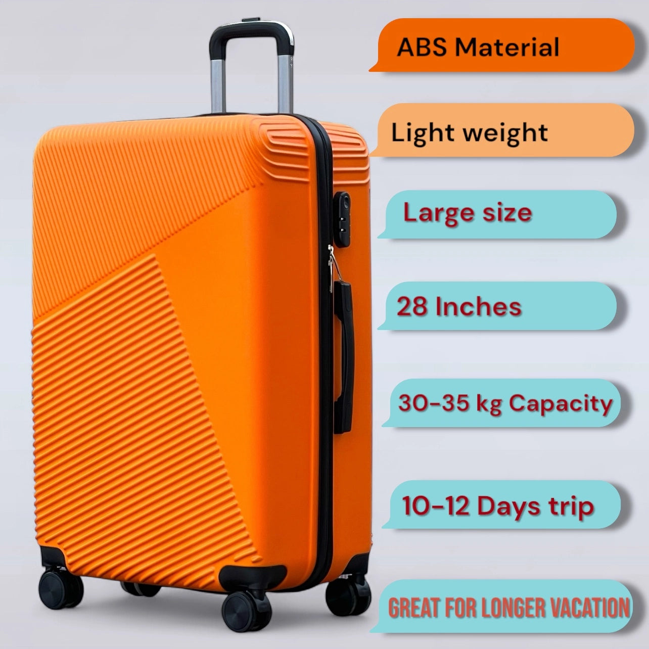 Zig Zag V3 Cabin Size Hard Side Luggage Lightweight ABS Suitcase with Spinner Wheels