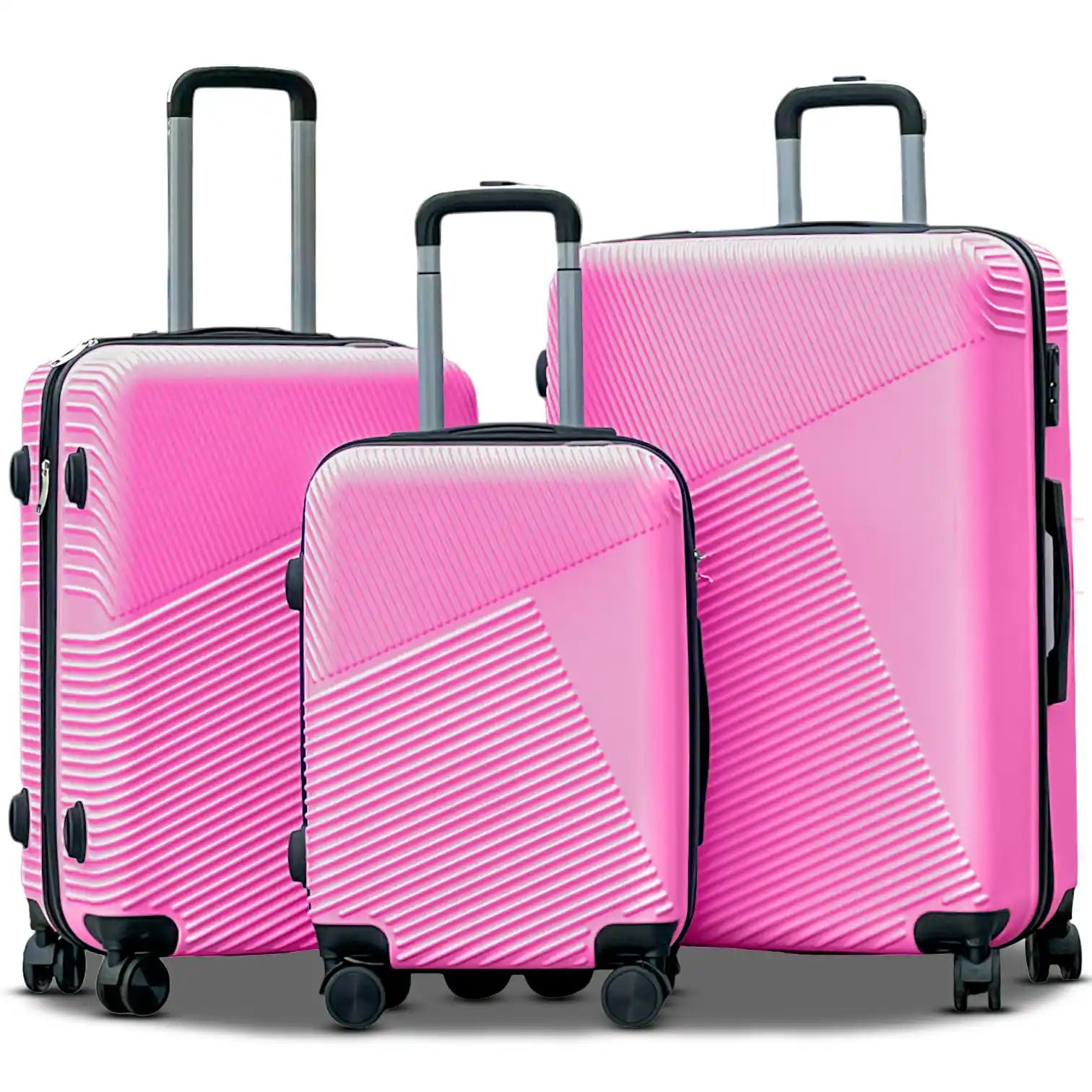 Zig Zag V3 Set of 3 Hard Side Luggage Lightweight ABS Suitcase with Spinner Wheels