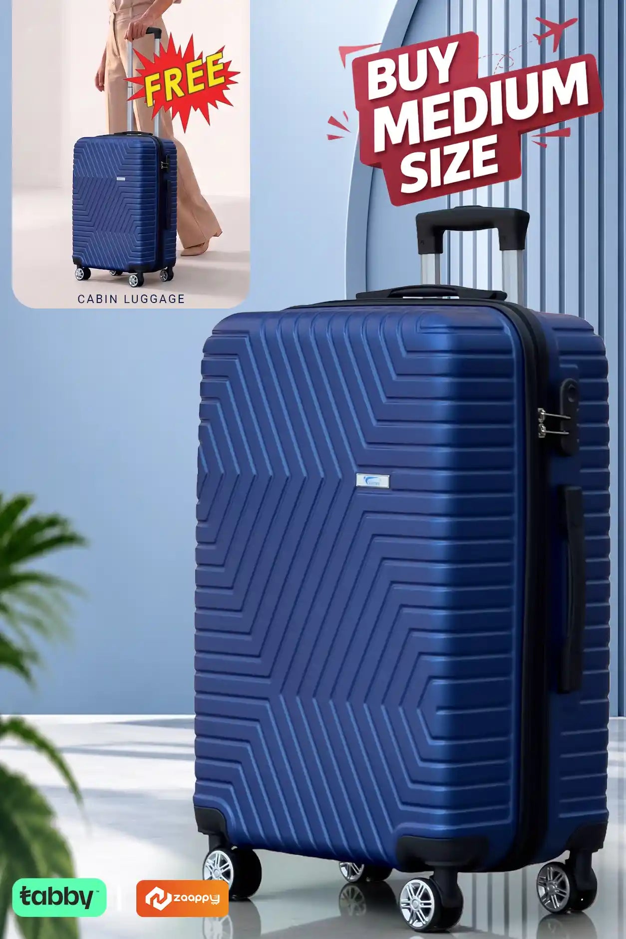 Zig Zag ABS Medium Size 24 Inch Luggage Bag | Cabin Size FREE | Lightweight ABS Travel Bags