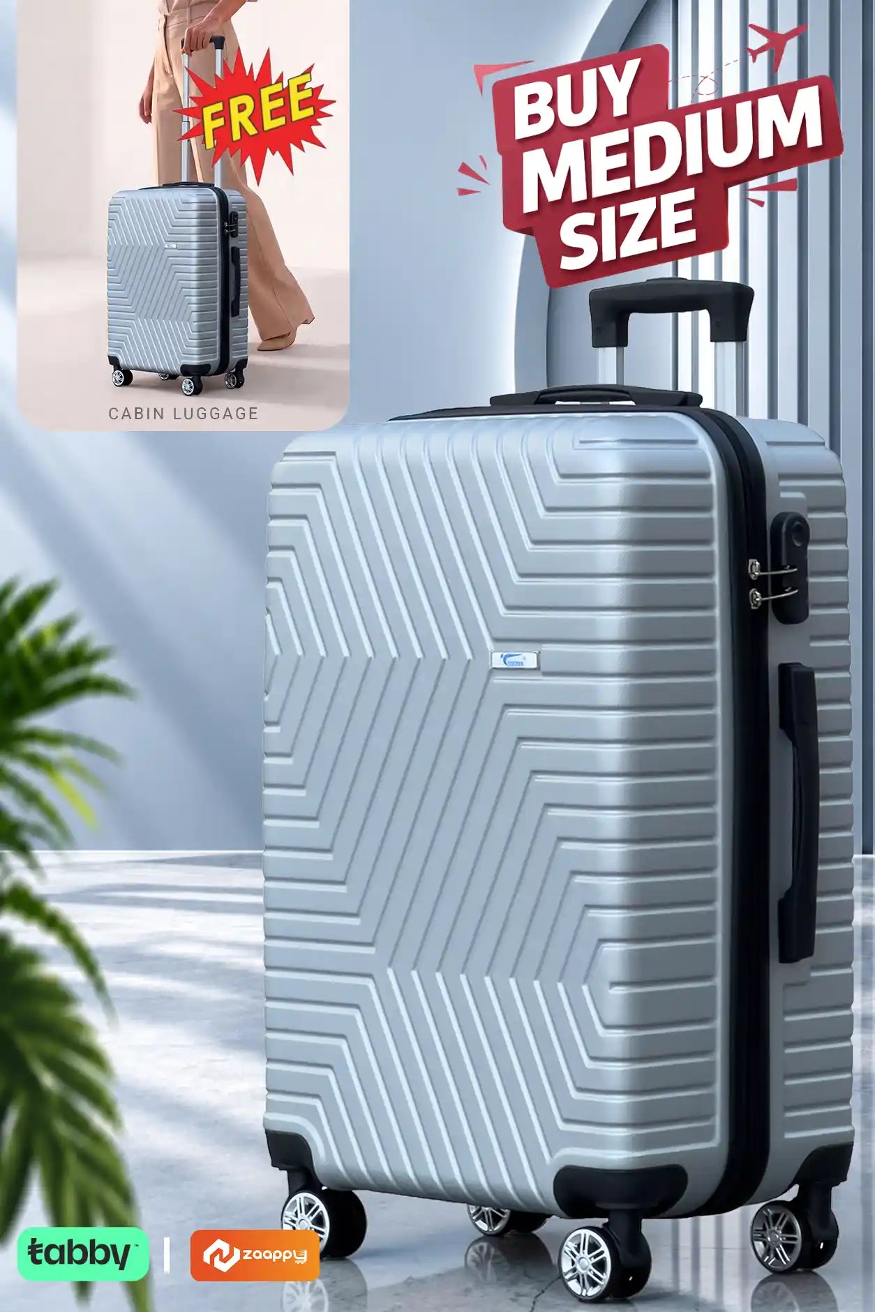 Zig Zag ABS Medium Size 24 Inch Luggage Bag | Cabin Size FREE | Lightweight ABS Travel Bags