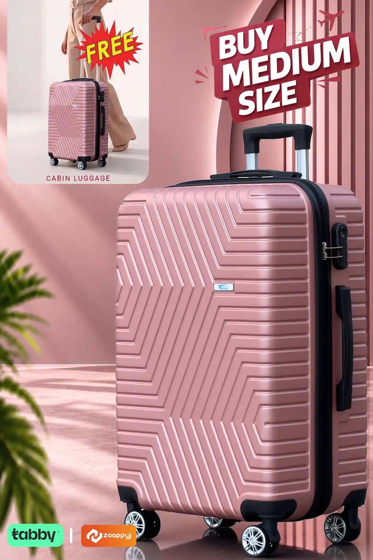 Zig Zag ABS Medium Size 24 Inch Luggage Bag | Cabin Size FREE | Lightweight ABS Travel Bags