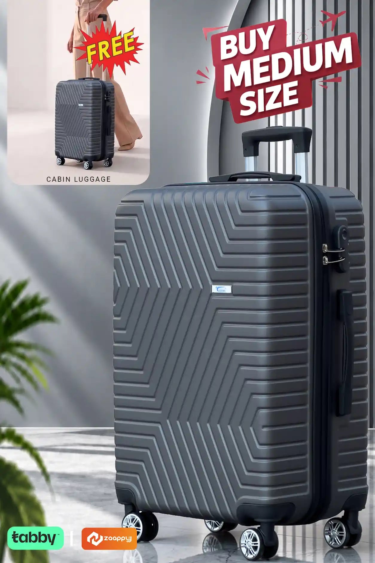 Zig Zag ABS Medium Size 24 Inch Luggage Bag | Cabin Size FREE | Lightweight ABS Travel Bags