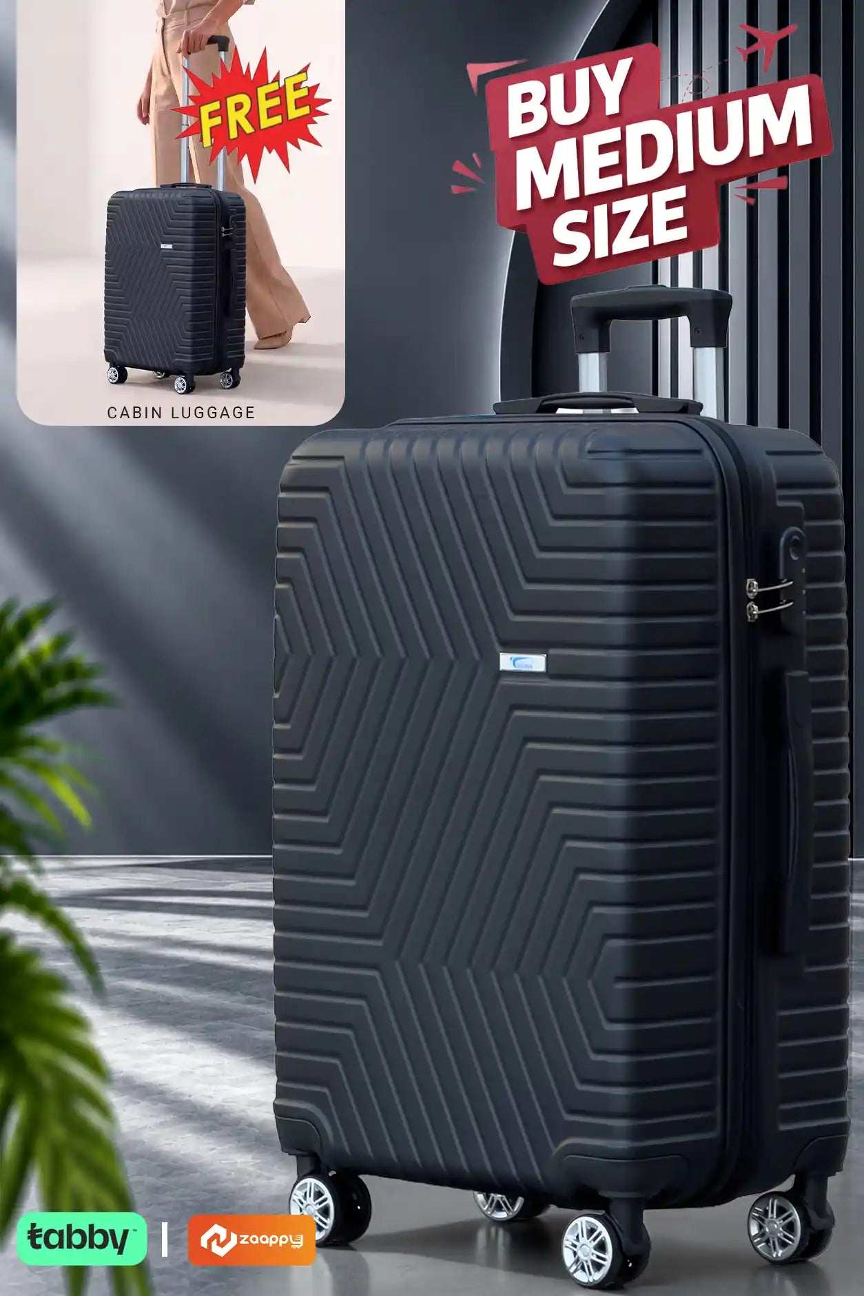 Zig Zag ABS Medium Size 24 Inch Luggage Bag | Cabin Size FREE | Lightweight ABS Travel Bags