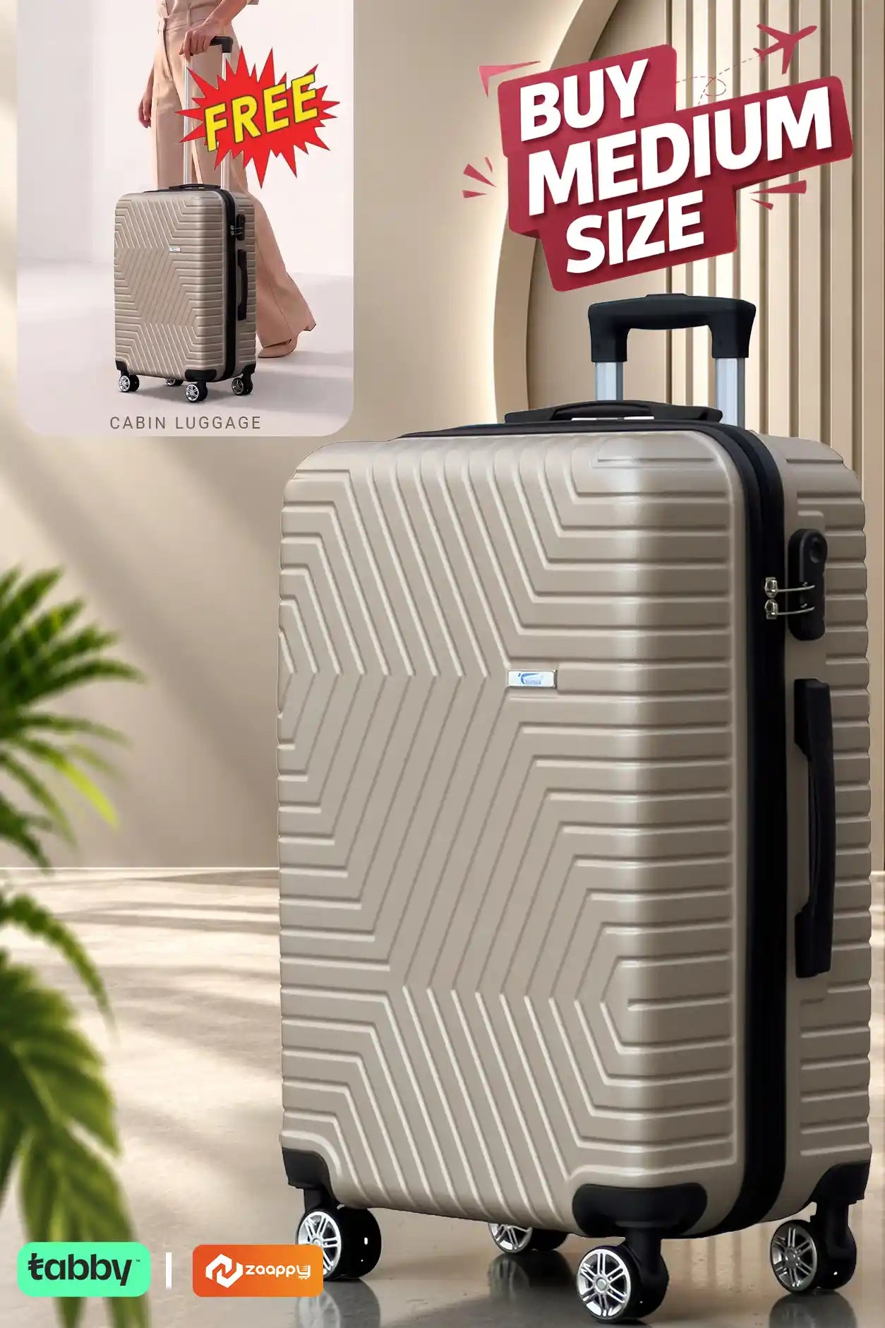 Zig Zag ABS Medium Size 24 Inch Luggage Bag | Cabin Size FREE | Lightweight ABS Travel Bags
