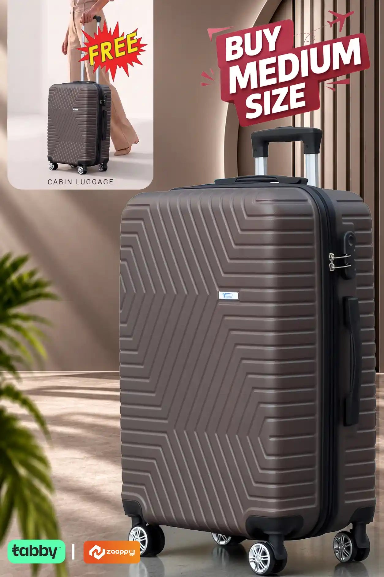 Zig Zag ABS Medium Size 24 Inch Luggage Bag | Cabin Size FREE | Lightweight ABS Travel Bags