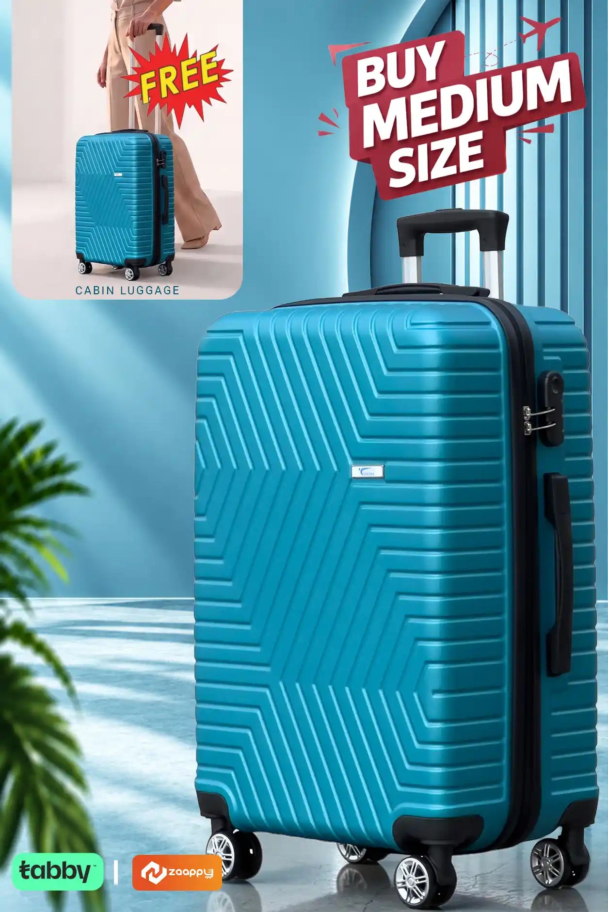 Zig Zag ABS Medium Size 24 Inch Luggage Bag | Cabin Size FREE | Lightweight ABS Travel Bags