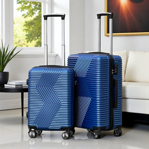 Zig Zag Hardside ABS Luggage 2 Pcs Set | Carry-On & Checked Suitcase Combo