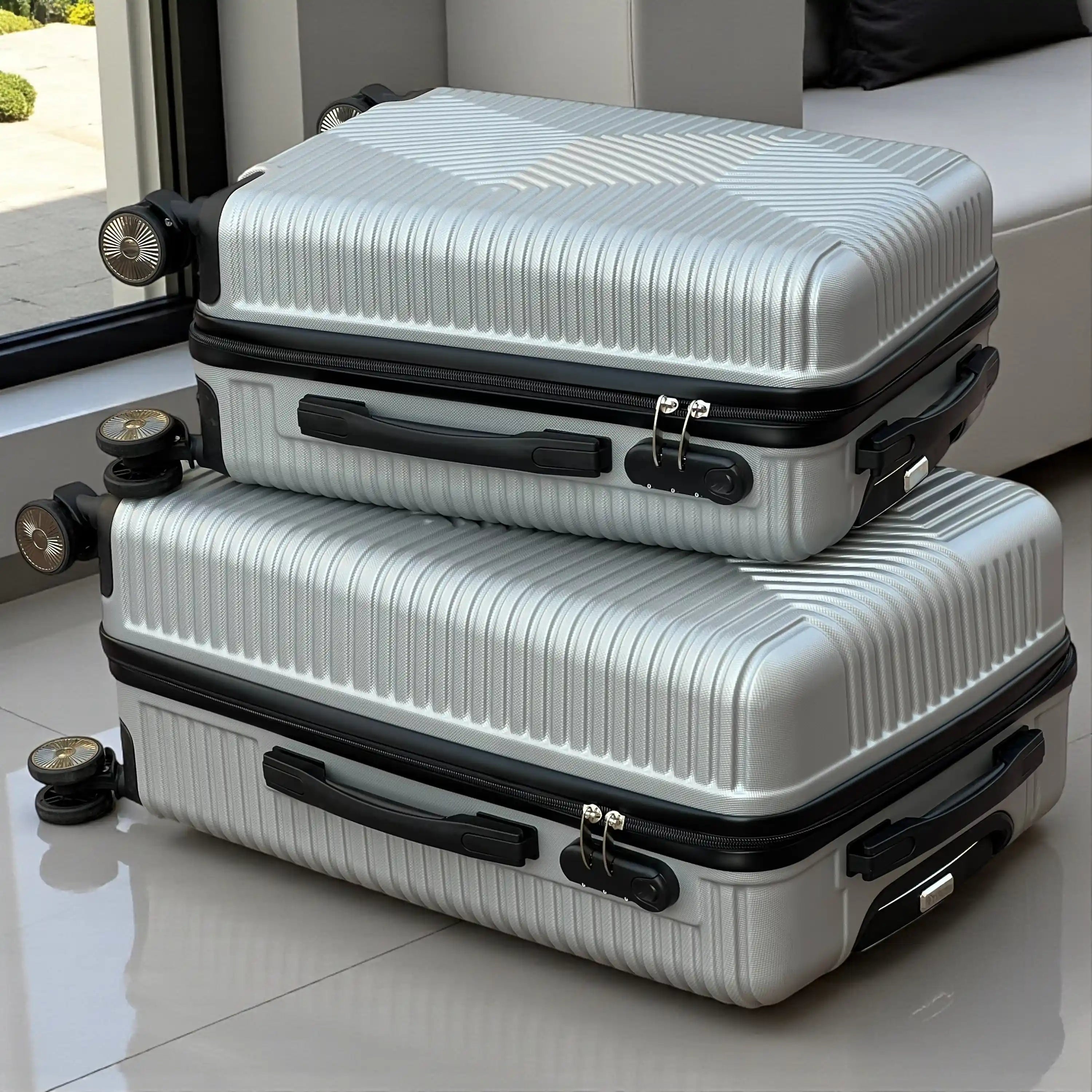 Zig Zag Hardside ABS Luggage 2 Pcs Set | Carry-On & Checked Suitcase Combo