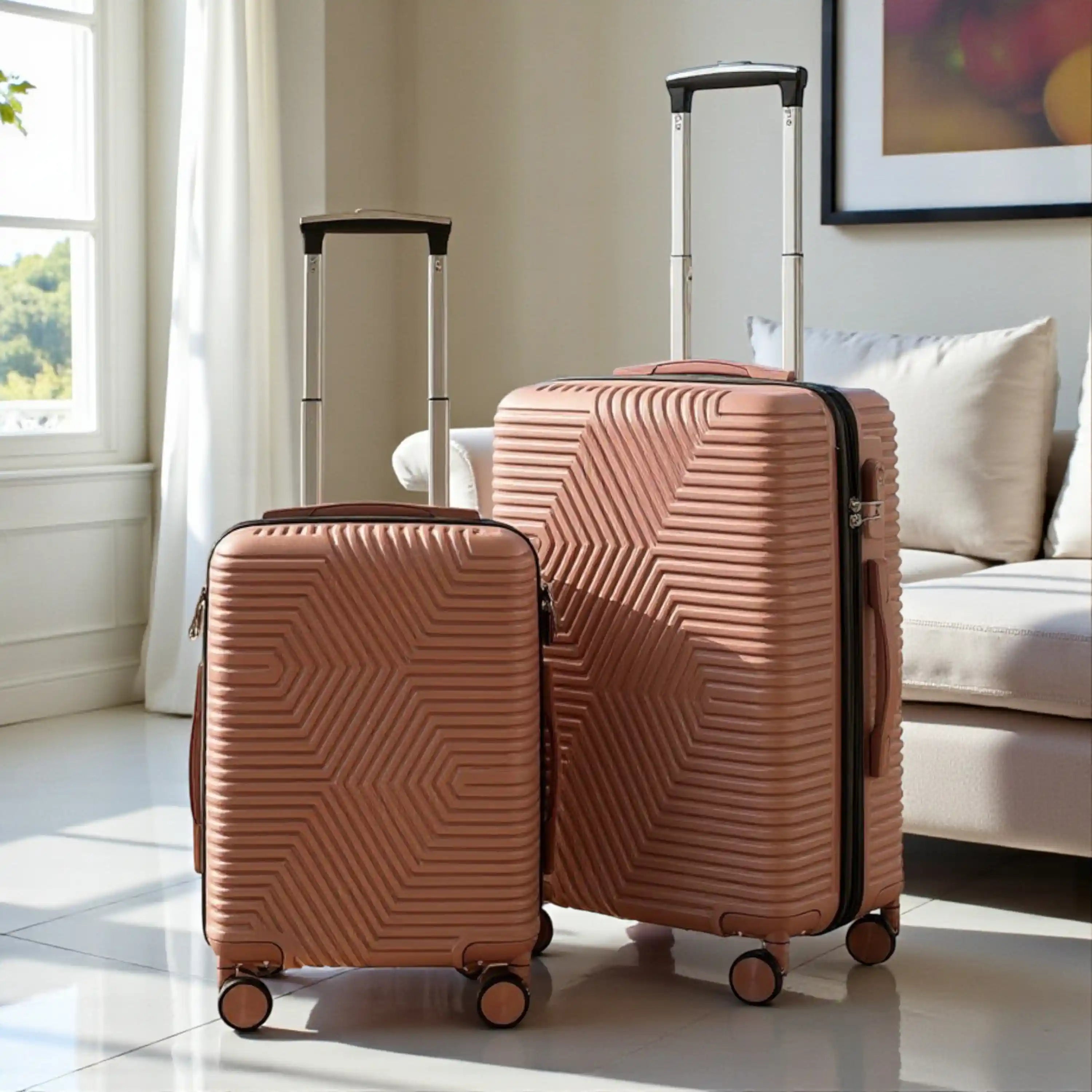 Zig Zag Hardside ABS Luggage 2 Pcs Set | Carry-On & Checked Suitcase Combo