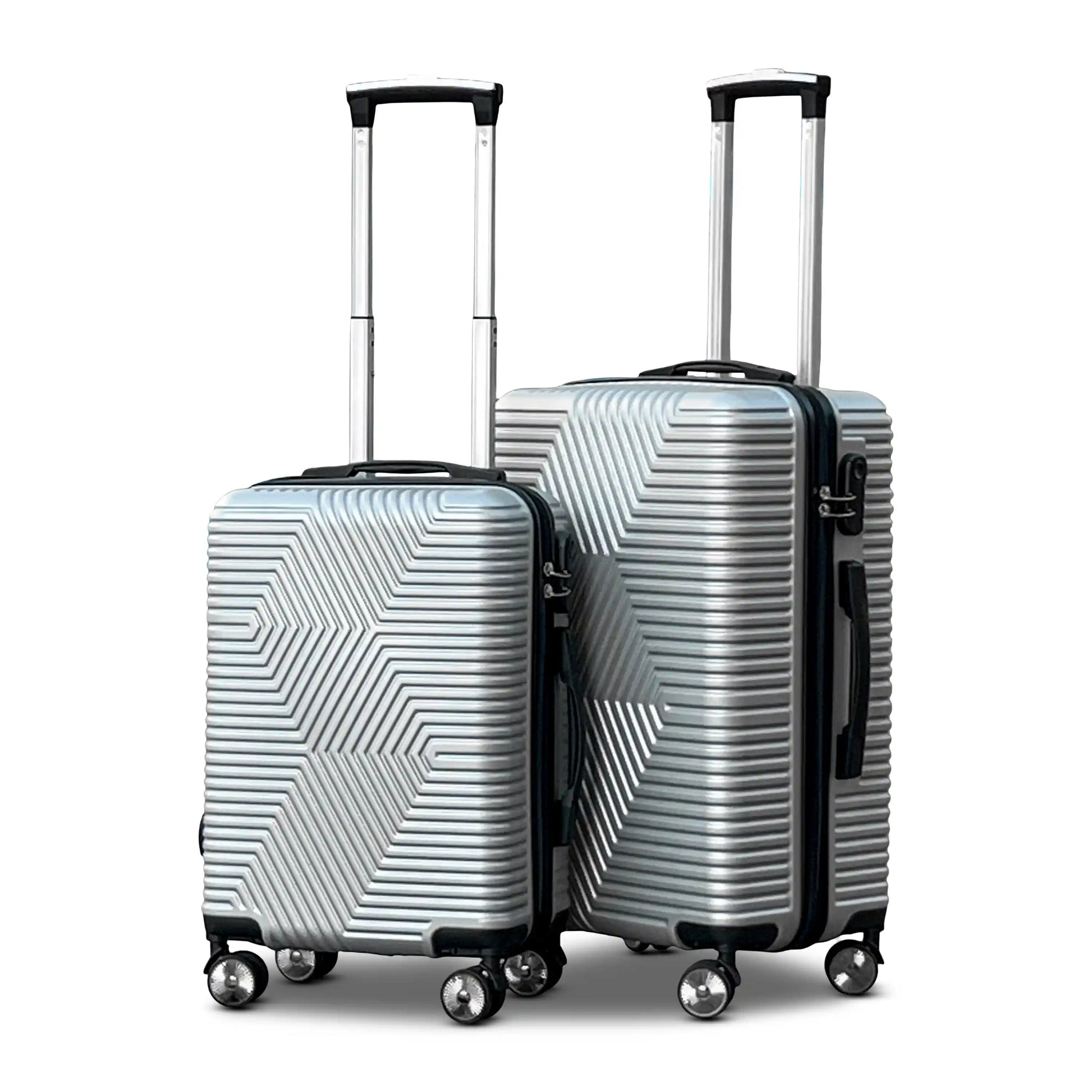 set of 2 pcs grey 10inch cabin size and 24 inch medium size zigzag abs luggage 