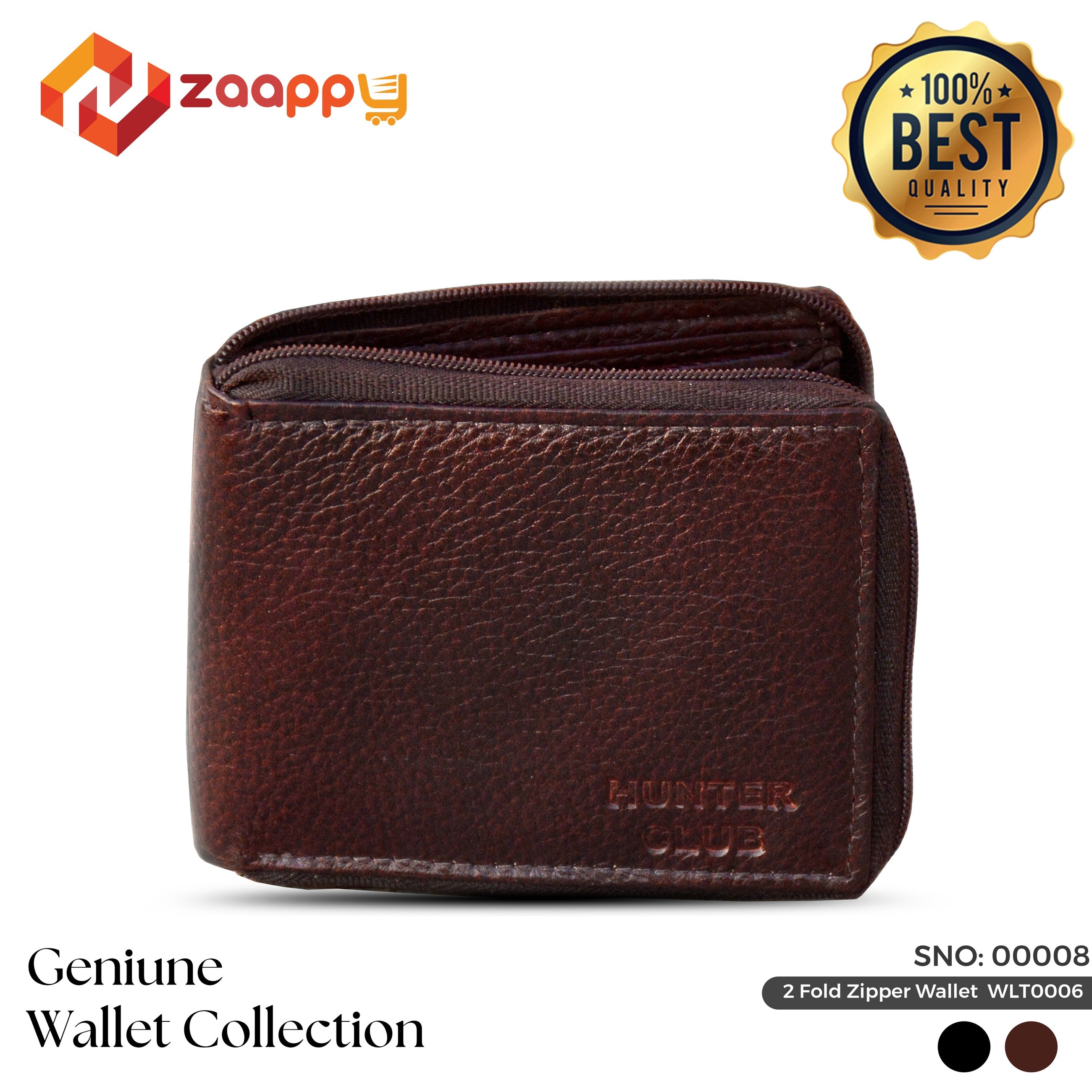 Men's Genuine Leather Wallet | 2 Fold Zipper Wallet