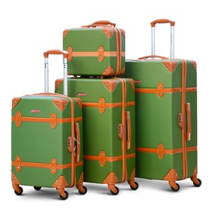 Corner Guard Lightweight ABS Luggage | Hard Case Trolley Bag | 4 Pcs Full Set 7” 20” 24” 28 inches | Brown and Green