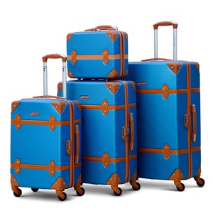 Corner Guard Lightweight ABS Luggage | 4 Pcs Full Set 7” 20” 24” 28 inches | Blue Hard Case Trolley Bag
