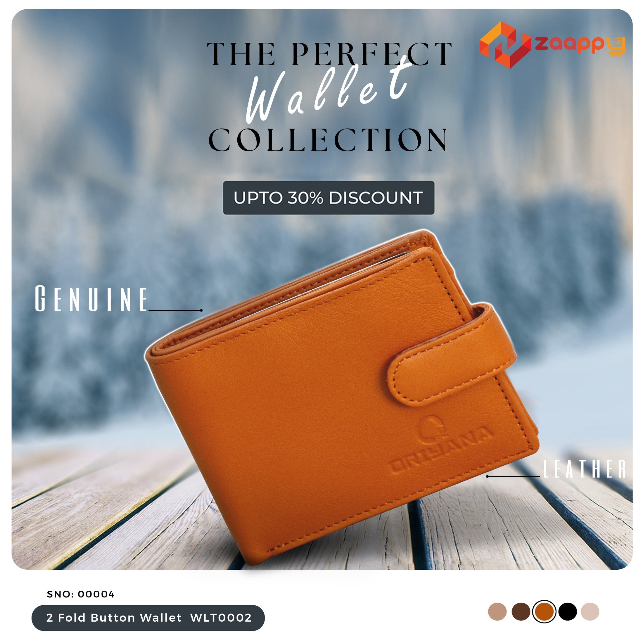 Men's Genuine Leather Wallet | 2 Fold Button Wallet