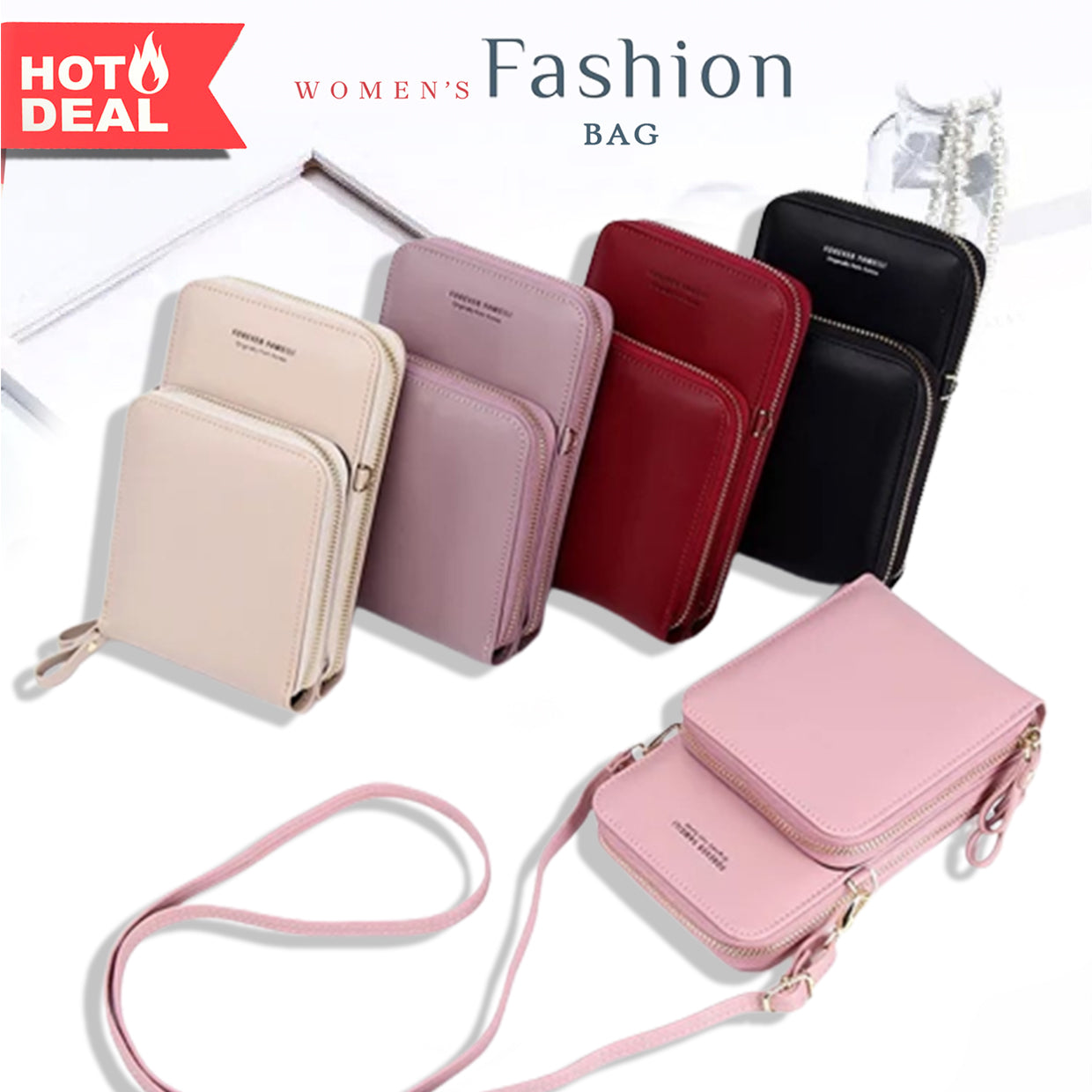 Forever Young Women 2 Zipper Sling Bag | Small 2 Zipper Sling Bag Super Deal