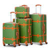 Corner Guard Lightweight ABS Luggage Bag | 4 Pcs Set 7” 20” 24” 28 inches | Green and Brown
