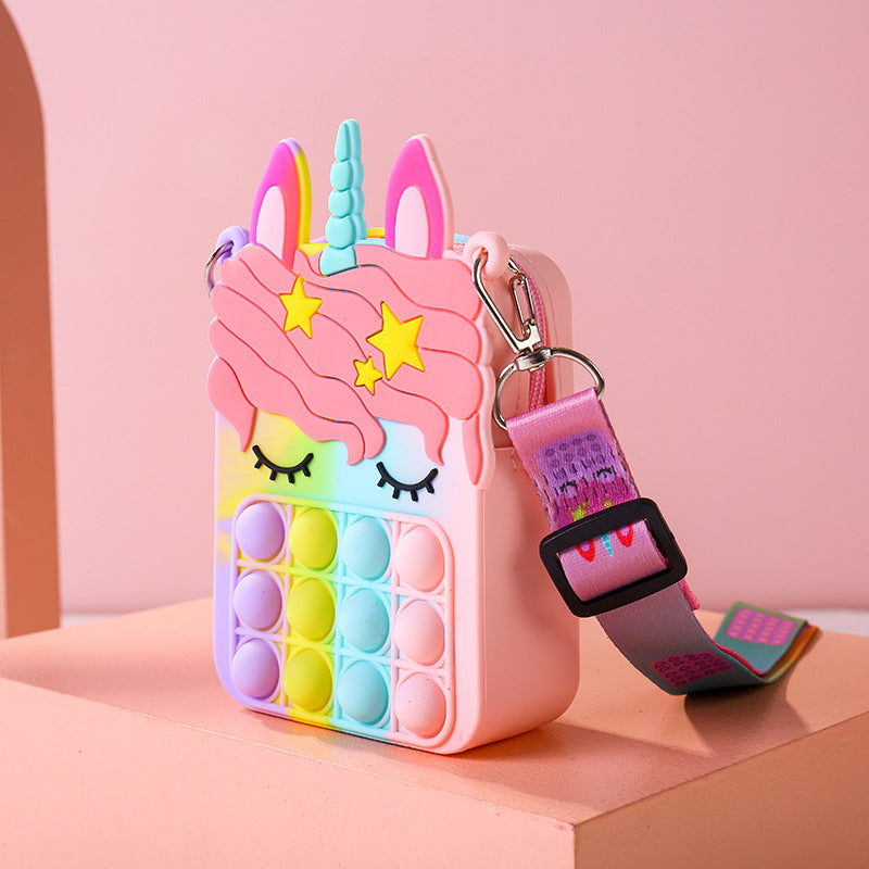 Unicorn Shape Cute Pop It Crossbody Bag For Girls | Fidget Toy Sling Bag Zaappy