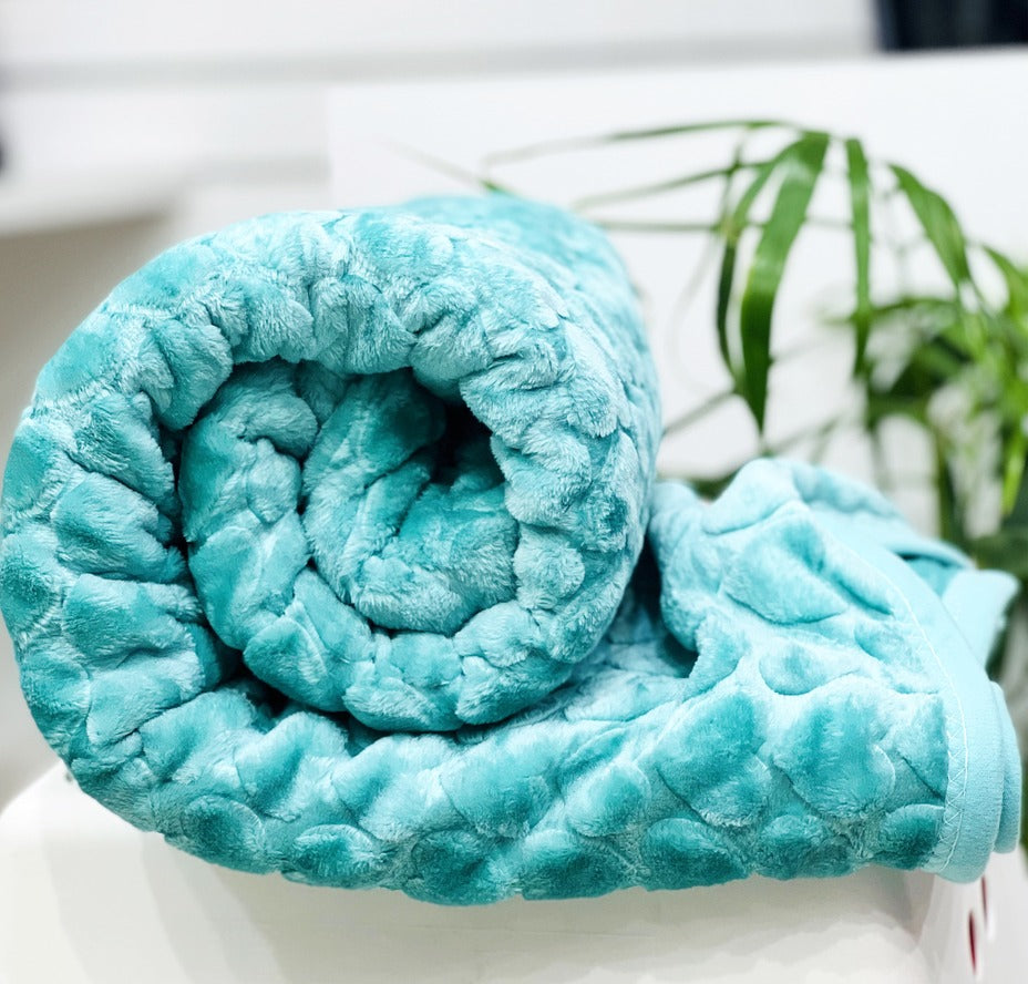 Soft Embossed Double Bed Blanket ZAAPPY BLUE