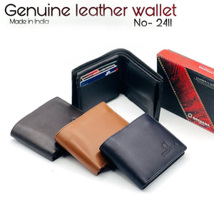 Men Wallet Solid Sample Style Zipper Purse Man Card Holder | LL 2411 Leather Wallet