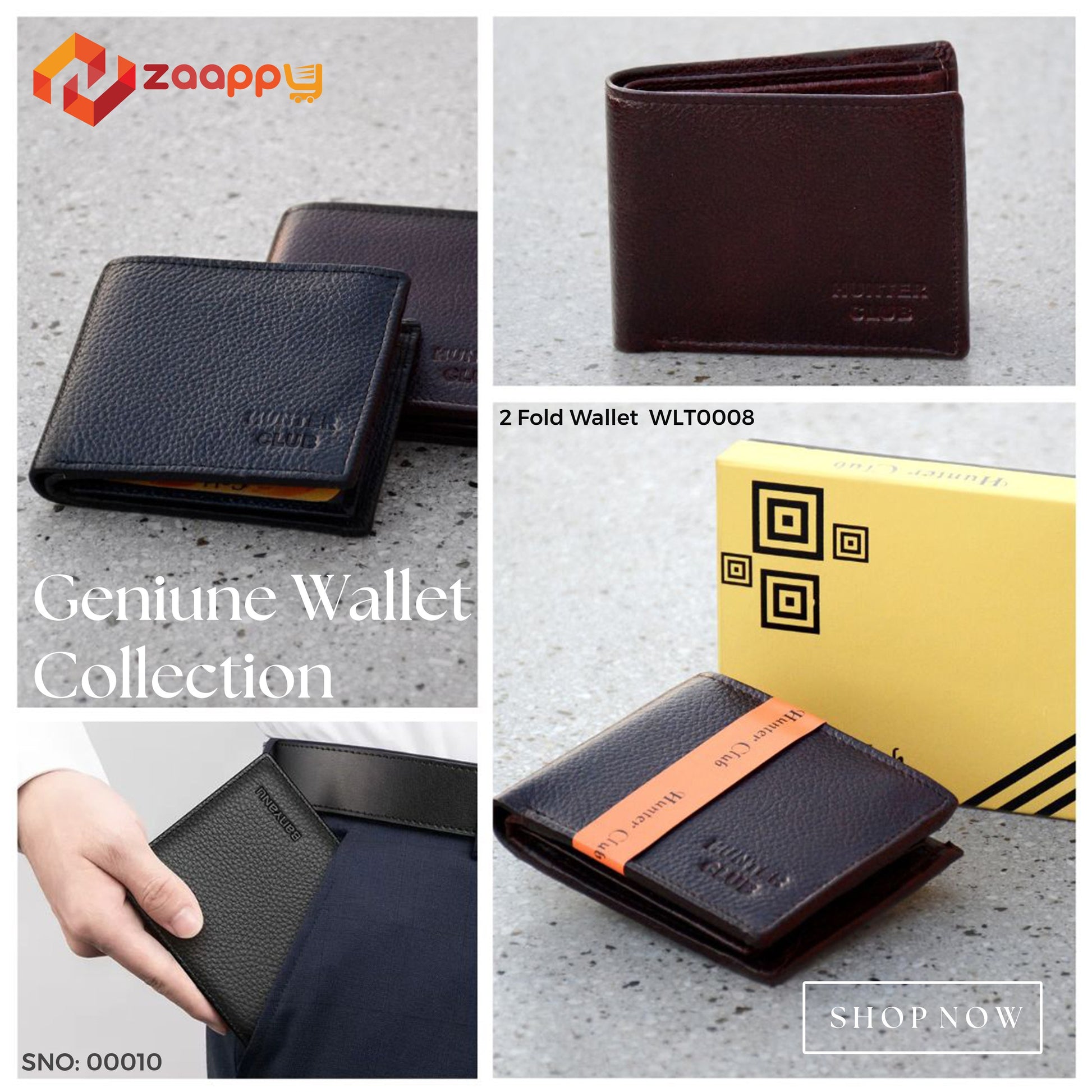 Men's Genuine Leather Wallet | 2 Fold Wallet WLT0008 Zaappy