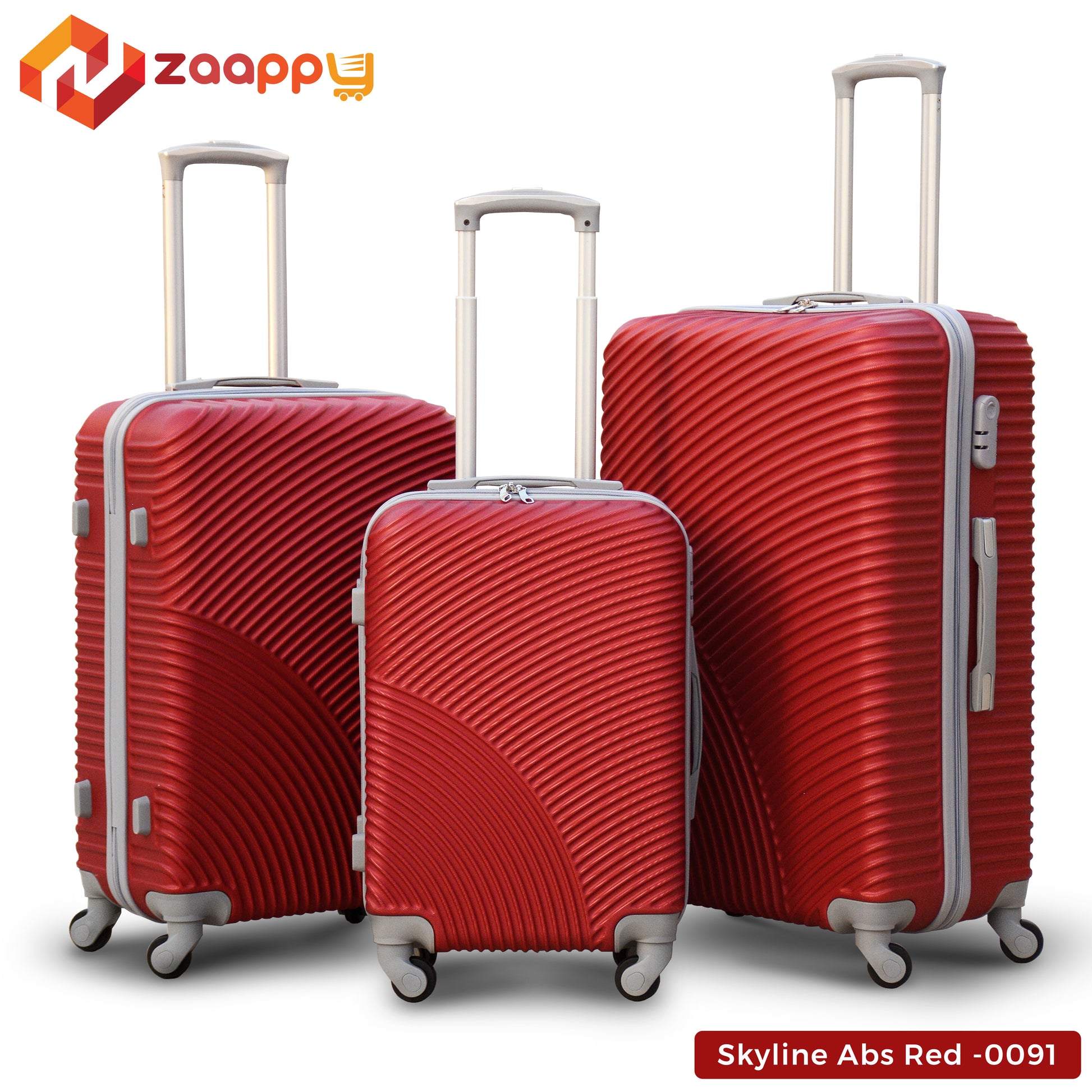 3 Pcs Set 20” 24” 28 Inches Skyline ABS Blue Lightweight ABS Luggage | Hard Case Trolley Bag zaappy uae