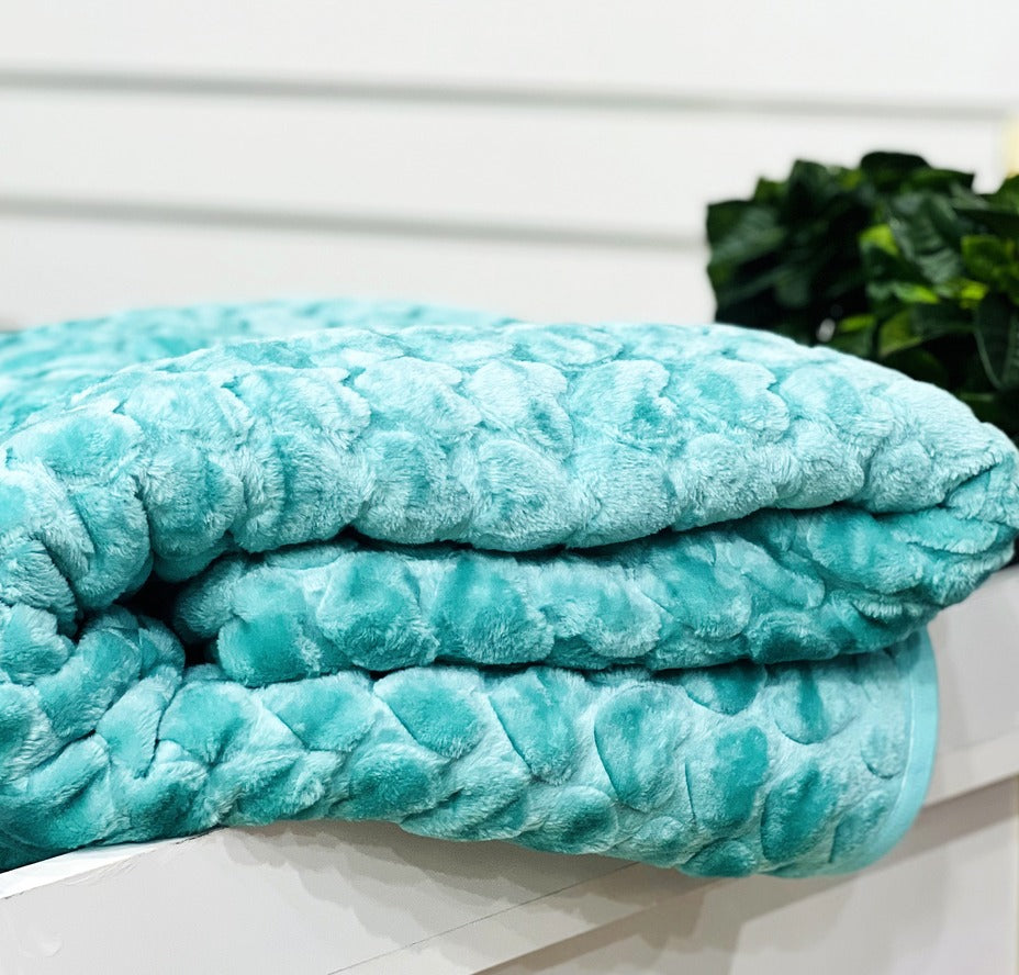 Soft Embossed Double Bed Blanket | Heart Design | 1.6 Kg