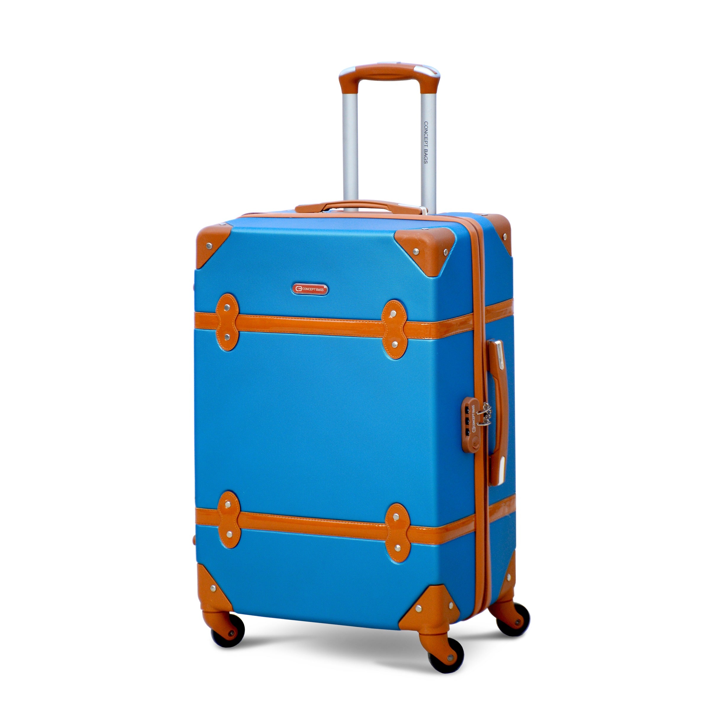 4 Pcs Set 7” 20” 24” 28 Inches Blue Corner Guard Lightweight ABS Luggage Bag With Spinner Wheel