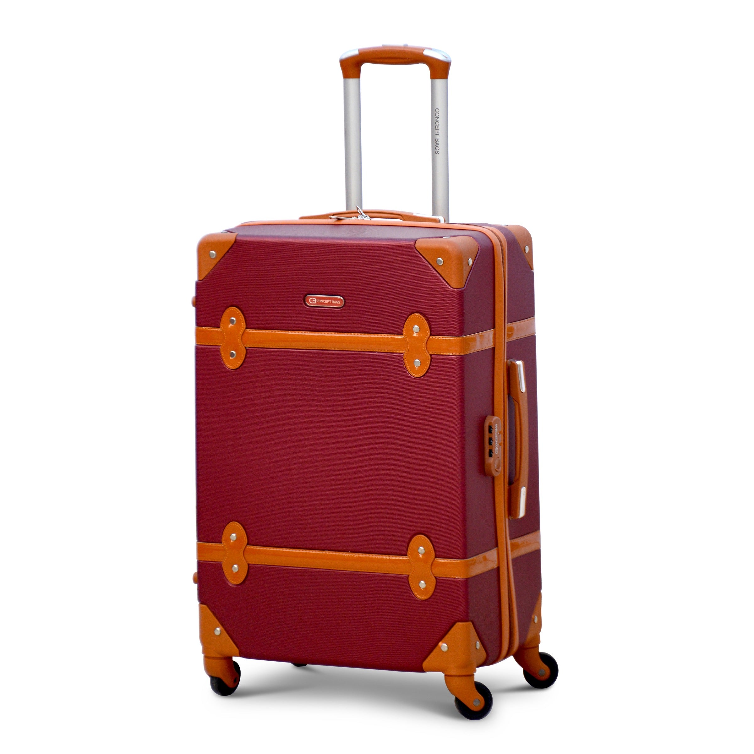 28" Burgundy Colour Corner Guard Lightweight ABS Luggage Bag With Spinner Wheel