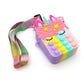 Unicorn Shape Cute Pop It Crossbody Bag For Girls | Fidget Toy Sling Bag Zaappy