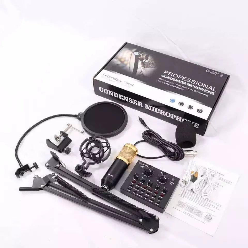 Professional Studio Recording Microphone BM 800 | V8 Live Sound Card Combo