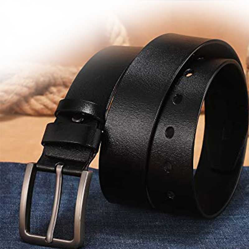 Men's Leather Belt with Classic Buckle