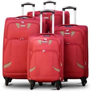 Soft Material Soft Shell Lightweight 4 Pcs Set 20, 24, 28 and 32 Inches Luggage Bag | 4 Wheels | New Ace Best Red