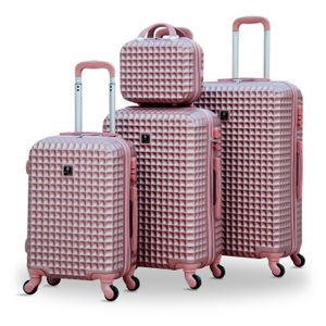 4 Pcs Set 7” 20” 24” 28 Inches Lightweight ABS Luggage Square Cut Rose Gold | Hard Case Trolley Bag