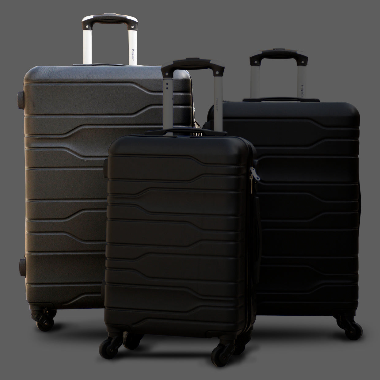 3 Pcs Full Set Black Colour Four Wheel Prosperity Lightweight ABS Luggage zaappy uae