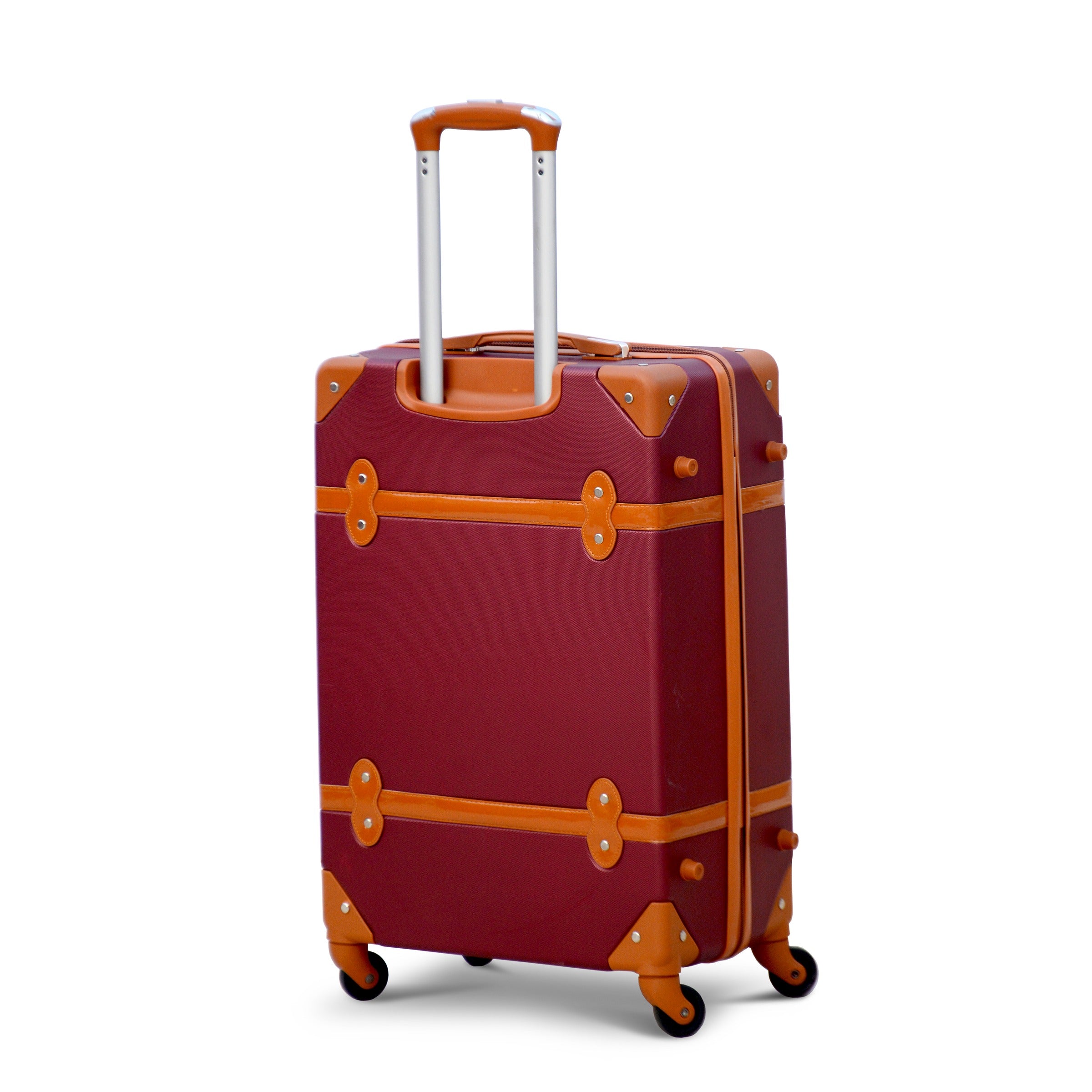 24" Burgundy Corner Guard ABS Lightweight Luggage Bag With spinner Wheel