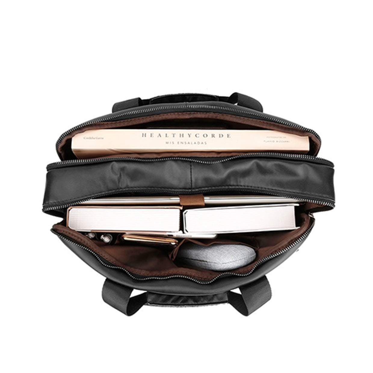 Fashion Men's Laptop Briefcase Leather Handbag | Double Pocket Business Bag