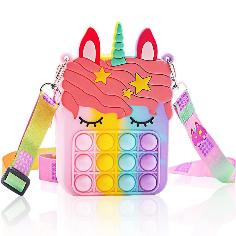 Unicorn Shape Cute Pop It Crossbody Bag For Girls | Fidget Toy Sling Bag