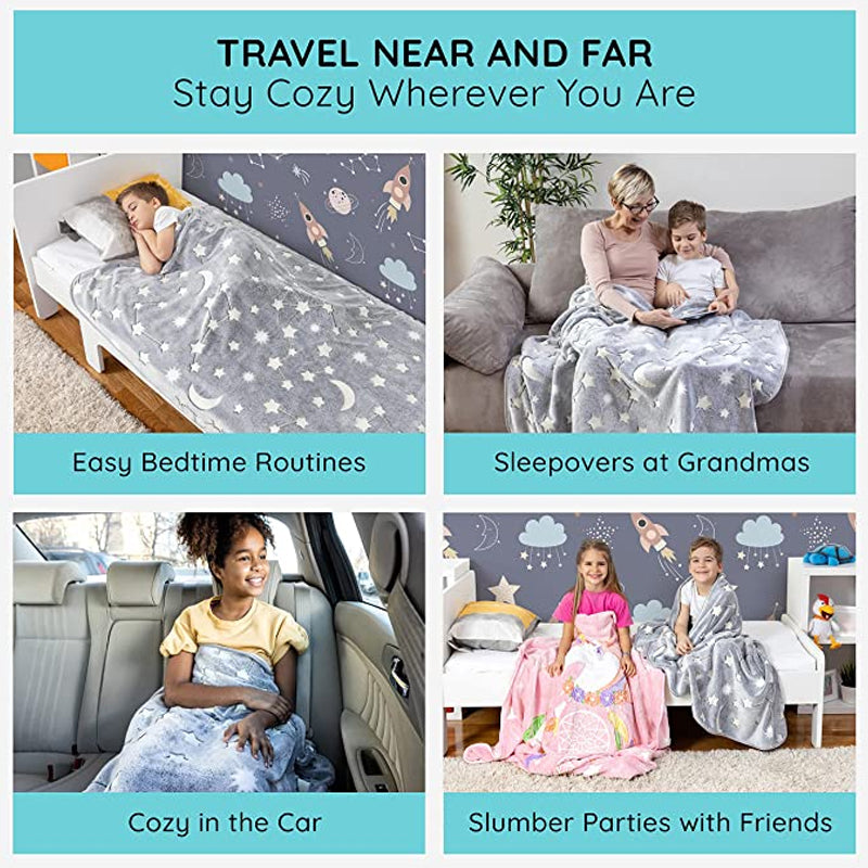 Glow in Dark Luminous Flannel Blanket For Kids | Feather Touch Magic Blanket Zaappy