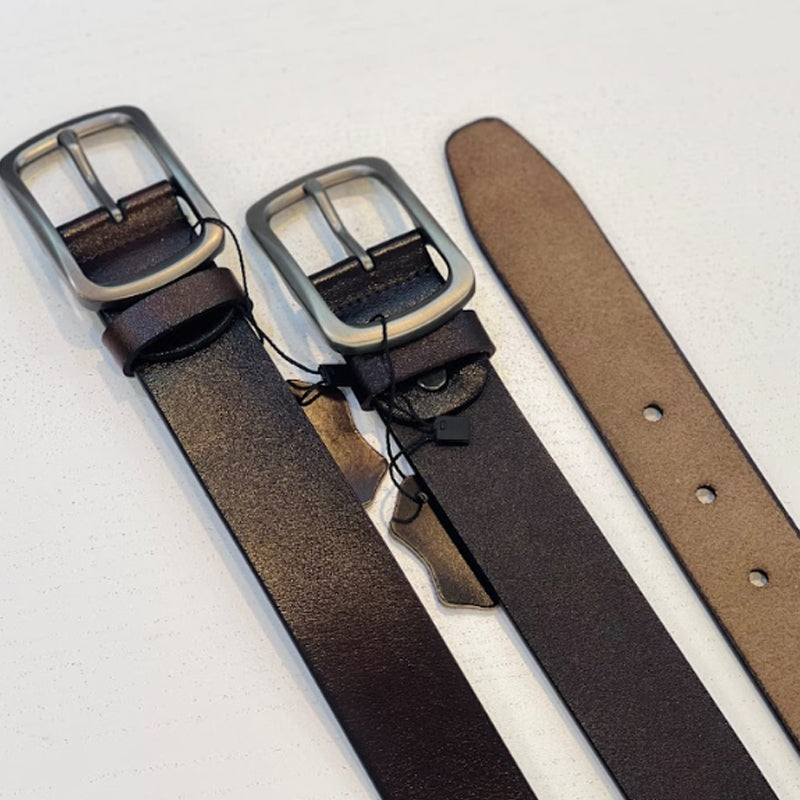 Men's Belt Cow Leather Causal Belt with Classic Buckle | Genuine Leather Belt