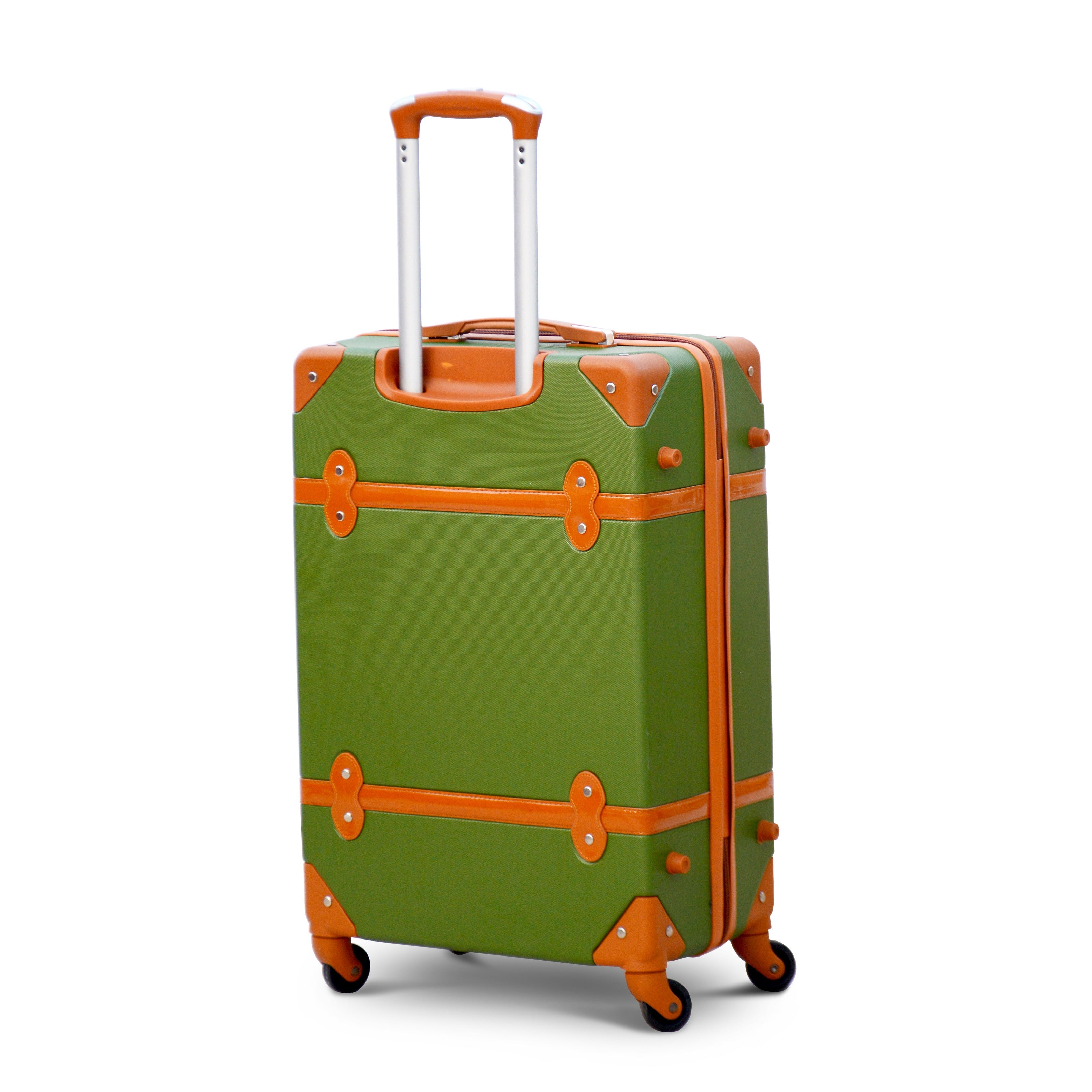 Corner Guard Lightweight ABS Luggage | Hard Case Trolley Bag | 4 Pcs Full Set 7” 20” 24” 28 inches | Brown and Green
