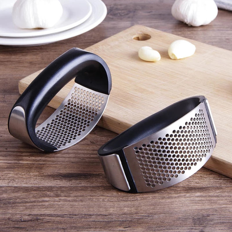 Stainless Steel Garlic Press with Handle Rocker Garlic Crusher Squeezer Slicer Mincer