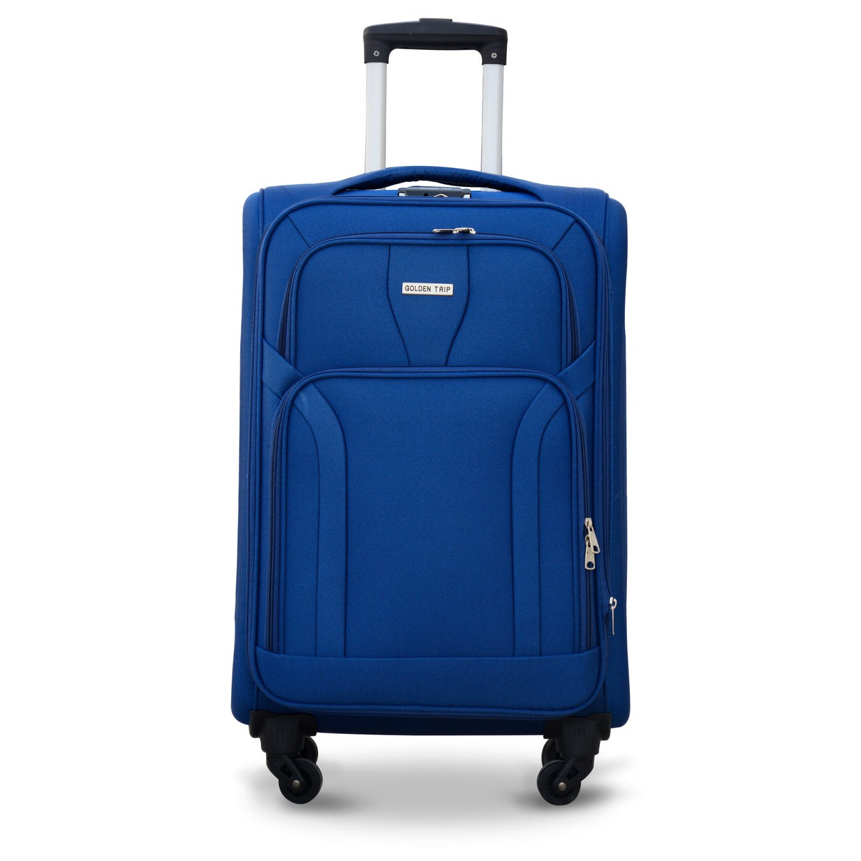 4 Wheel Premium Soft Material Luggage Bag Blue with Cover | Luggage With Cover