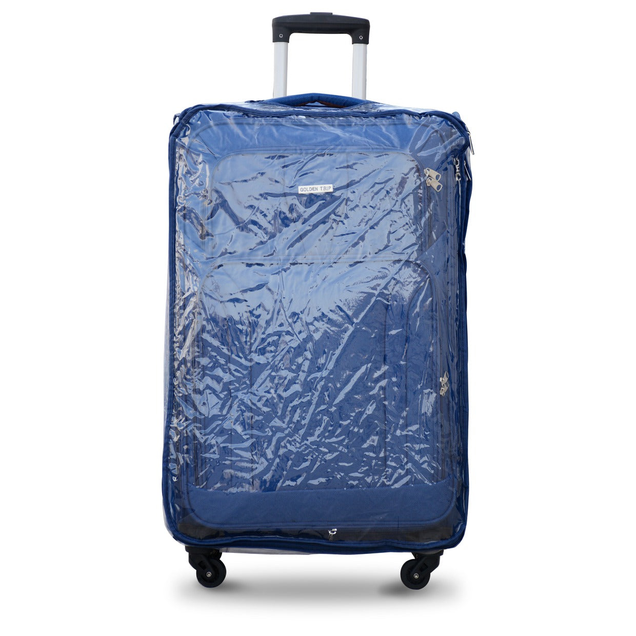4 Wheel Premium Soft Material Luggage Bag Blue with Cover | Luggage With Cover Zaappy