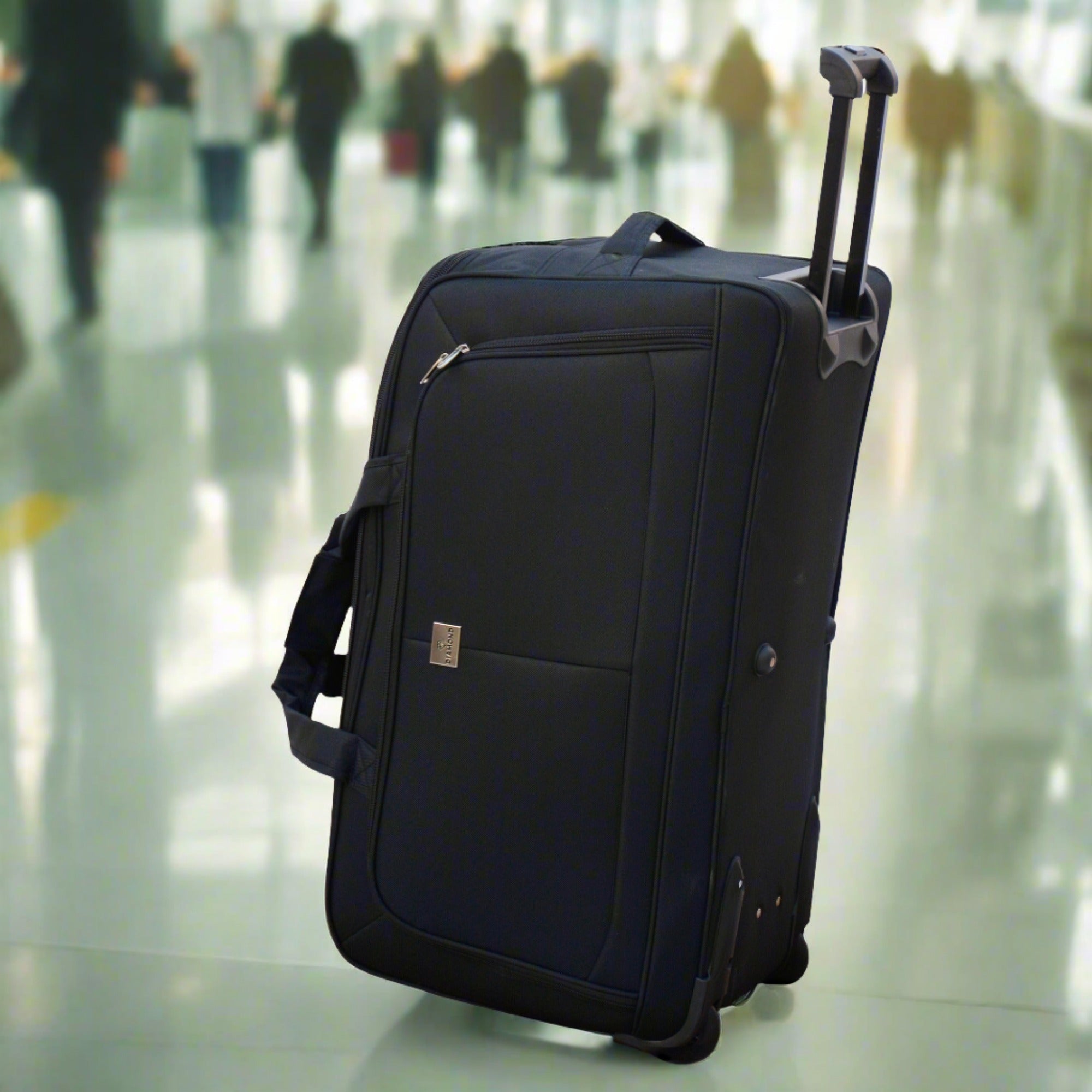 Wheeled Black Material Duffel Bag | Handle to Carry Travel Capacity Duffel Bag