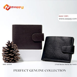 Men's Genuine Leather Wallet | 2 Fold Button Wallet WLT0003